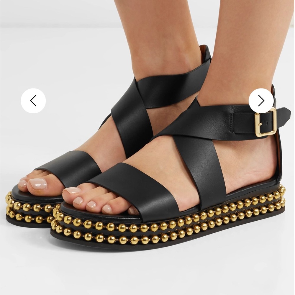 CHLOÉ Sawyer studded leather platform sandals